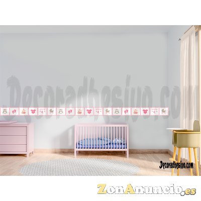 Cenefa Adhesiva Bebe Rosa y Blanca